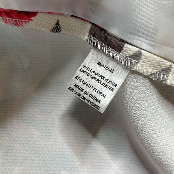 LUII Pink Cream Floral Snap Front 3/4 Sleeve Jacket Women’s Size Medium - Picture 5 of 9